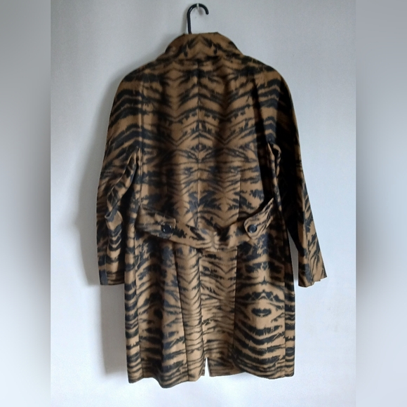 DKNY Black & Brown Animal Print Mid Length Lightweight Coat SzS Pockets - Picture 10 of 16